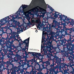 UNTUCKit Men Large Regular Fit Short Sleeve Floral Linen Button Down Shirt